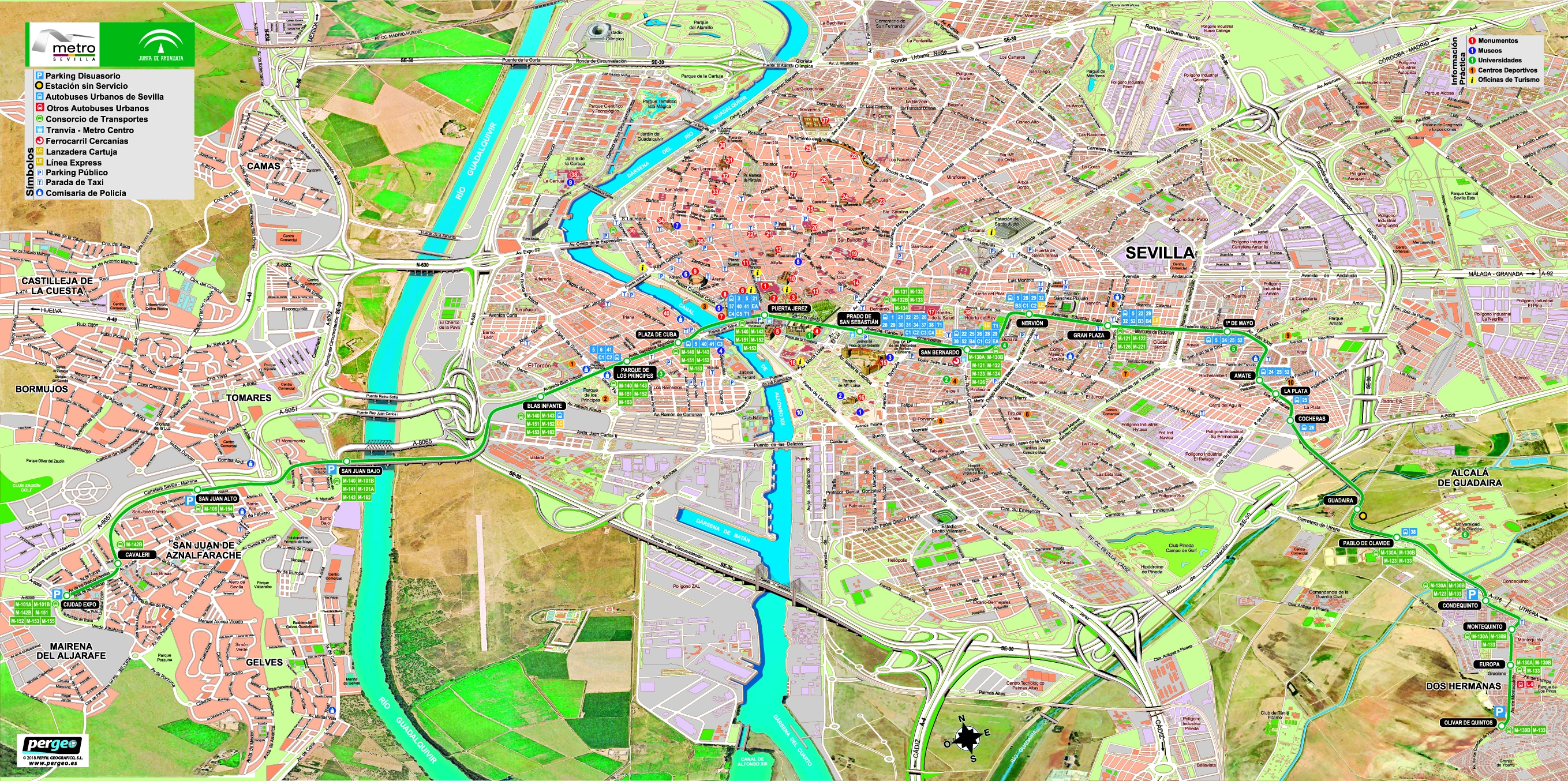 Plano oficial de metro de Sevilla